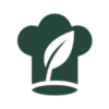 Simple green chef hat icon, representing plant-based and international recipes for new cooks 2